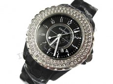 Chanel J12 Diamonds, Real boîtier en céramique; braclet Réplique Montre