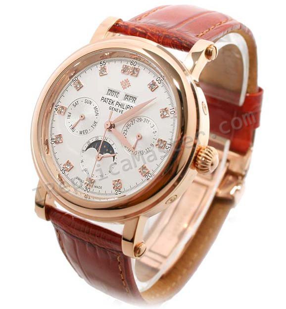 Patek Philippe Perpetual Реплика Бриллианты Календарь Часы - закрыть