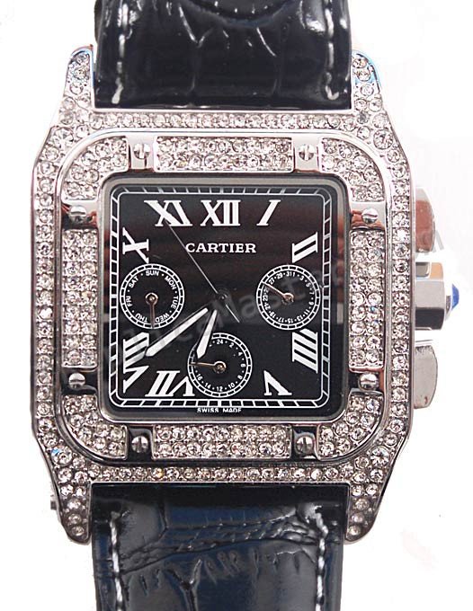 Cartier Santos Datograph Diamonds Replica Watch - Click Image to Close