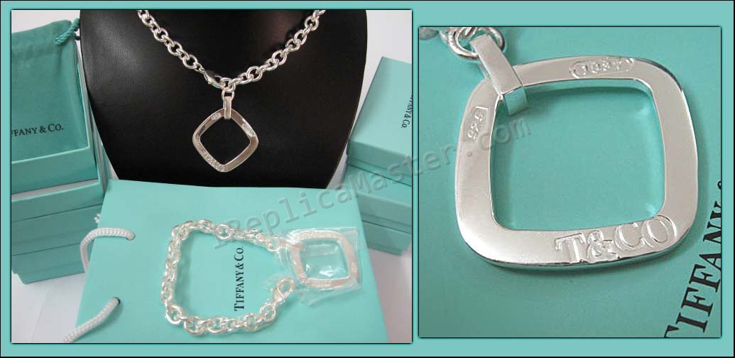 Tiffany Conjunto de colar e pulseira de prata Réplica  Clique na imagem para fechar